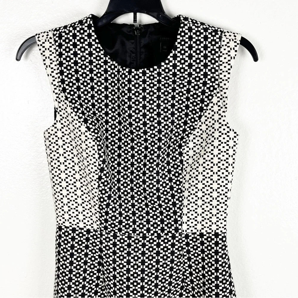 J. CREW Black Label Side Panels Black White Sleeveless Dress, Size 00